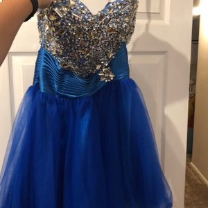 Blue strapless dress